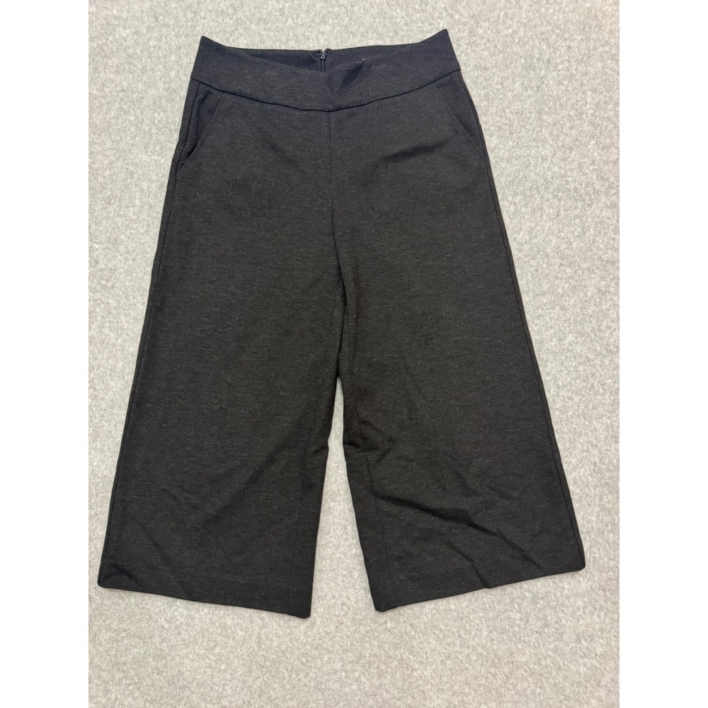 Cabi Women Gray Wide Leg Culotte Cropped Pants Size 6 Heathered Knit Culottes